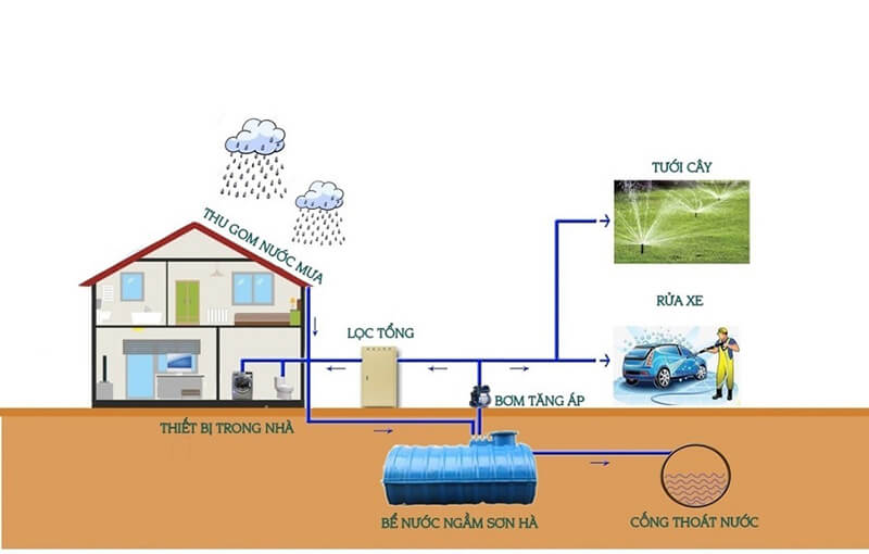 thu gom nước mưa đơn giản tại nhà